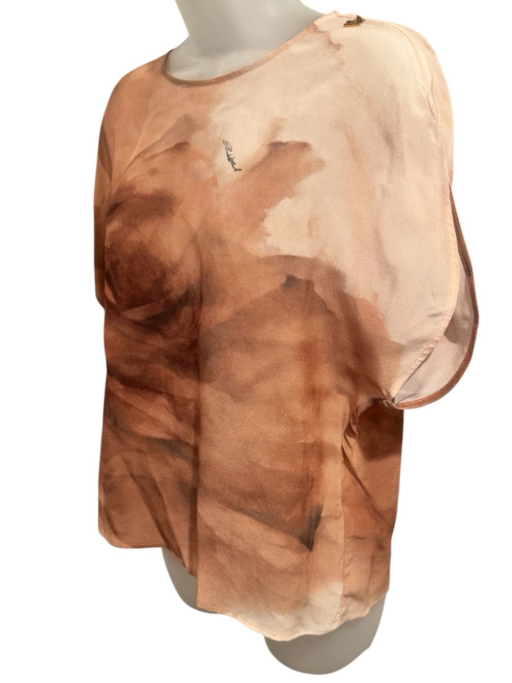 ELISABETTA FRANCHI | 100% Silk Blouse- Elegant Chic Luxury Neutral-Made In Italy - Picture 3 of 15